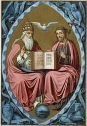 The Holy Trinity - chromolithograph 19th century, after a 15th century document