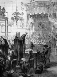 The House of Lords during the trial of Queen Caroline in 1820 - Mr. Brougham