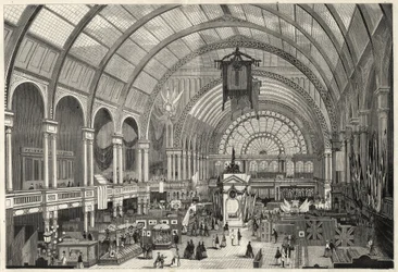 The International Exhibition at Amsterdam 1869 - Interior view of the International Exhibition Palace