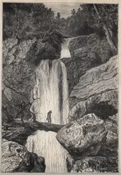 The Linklater Waterfall - 19th century illustration for the historical novel 