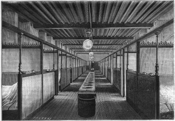 The Monge School in 1884 in Paris. A dormitory with washbasins. in 