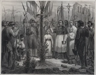 The Plantation of a Liberty Tree during the Revolution - Engraving in 