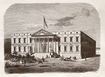The Spanish Parliament, Madrid (engraving, 19th century)