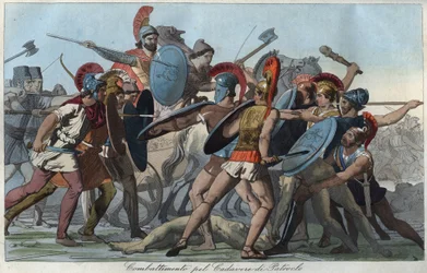 The Trojan War - Battle for the body of Patroclus - engraving from 