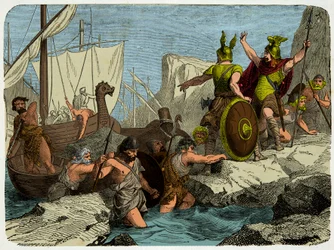 The Vikings debark on the French coast in 911