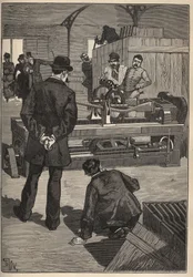 The art of tour: the Blanchard Tower. Engraving from 1885 in 
