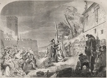 The Burning of Bishops Nicholas Ridley and Hugh Latimer at the Stake near the Gates of Balliol College, Oxford, England