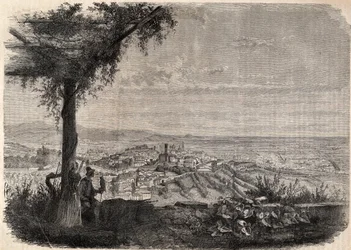 The city of Bergamo around 1858 - engraving
