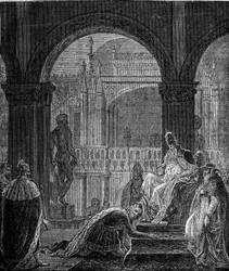 The conflict between Frederick Barbarossa and Pope Alexander III (1105-1181). Humiliation of Emperor Barbarossa at the Doge