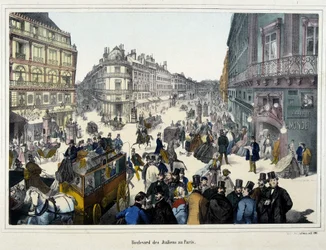 The crowd on the boulevard des Italians (engraving)