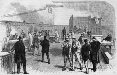 The elections in Paris in 1869: distribution of electoral maps to the town hall of Montmartre
