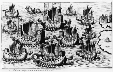 The fleet of Christopher Columbus to conquer the new world - in 