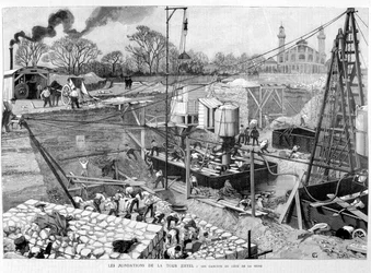 The foundations of the Eiffel Tower: the caissons on the Seine side - in 