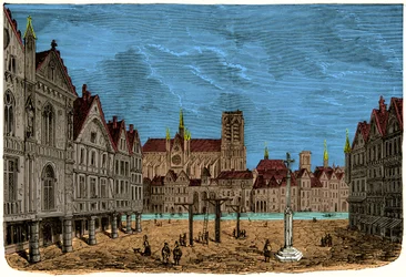 The House with the Pillars or House of the Dauphin, Former and First City Hotel of Paris in the Middle Ages (Engraving)