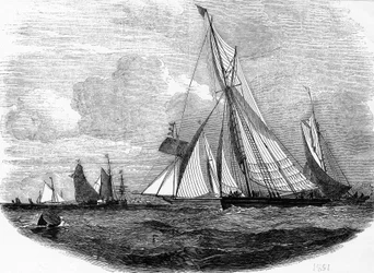 The Regattas of Cowes in 1851 - Engraving, Bibl. des Arts deco