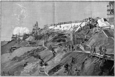 The south support works of Montmartre in Paris, in 1887
