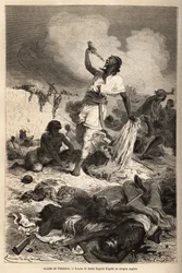 The suicide of the Emperor (negus) of Ethiopia, Theodoros II (Tewodros) (circa 1818-1868), on April 13