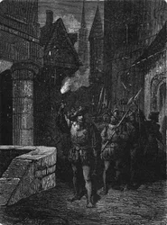 The torchlight watch in the streets of Paris in the 17th century. In 