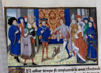 Thibaut III of Champagne, Louis, Count of Blois and Chartres, and Baudouin IX of Flanders, known as Baudouin I of Constantinople, meet