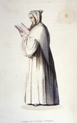 Trappist monk, order of Citeaux observing the reformed rule of the Trappe instituted in 1664 by Rancé. Engraving of the 19th century.