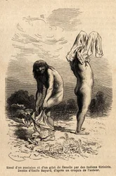 Two Siriniris Indians try to coat up pants and vest