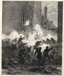 Uprising by the Republicans in Catalonia: fighting in Barcelona in the night of 25 to 26 September 1869 - Sexenio Democratico - Spain under the rule of General Francisco Serrano 1869/1870