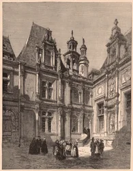 View from the Interior of the Courtyard of the Hotel Escoville in Caen, France
