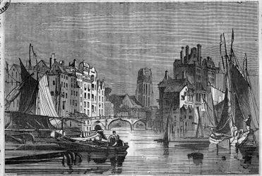 View of Rotterdam, Netherlands. Engraving from 1836
