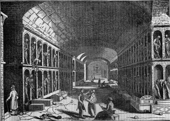 View of the Cemetery of the Capuchins in Palermo in the 19th century (Cimitero dei Cappuccini, Palermo)