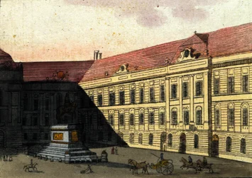 View of the Josephplatz in Vienna, Austria. Engraving from 1820.