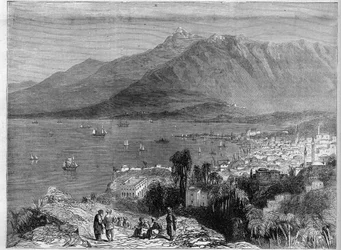 View of the Port of Beirut and the mountains of Lebanon