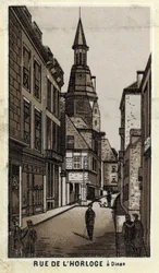 View of the clock street in Dinan (Cotes-d