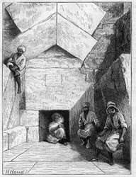 View of the entrance to the pyramid of Kheops in Giza, Egypt