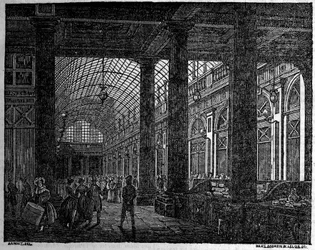View of the gallery of Orleans at the Palais Royal de Paris in 1835