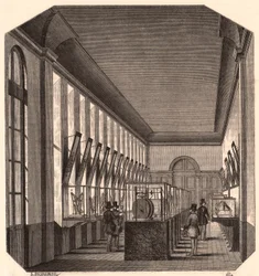 View of the interior of the Grand Gallery at the Royal Conservatory of Arts and Crafts, Paris, France