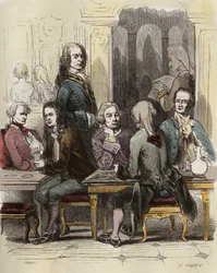 Voltaire in the Procope cafe in Paris
