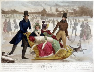 Winter: Skating - engraving