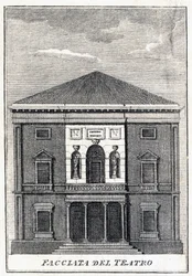Facade of the Fenice Theatre in Venice in the Middle of the 19th Century