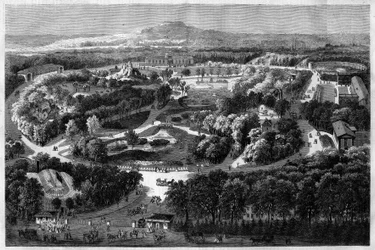 General view of the Acclimatization Garden in the Bois de Boulogne, offered and inaugurated by Napoleon III in 1860, combining nature, lush flora and exotic animals, in «L