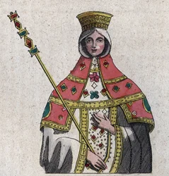 Portrait of Eudokia (or Eudocia) Ingerina (Eudocia Ingerina) (c. 840 - c. 882) wife of the Byzantine emperor Basil I - engraving from 