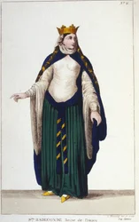 Portrait of Saint Radegonde, Queen of the Francs, wife of Clotaire I (engraving of 1830)