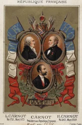 Portraits of Lazare Carnot, Hyppolite Carnot, and Sadi Carnot