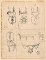 Drawing, Chairs and Architectural Sketches, ca. 1800