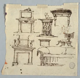 Chimney Pieces, Furniture and Ceiling Medallion, 1790–1810