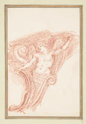 Corner detail with partially nude male figure, ca. 1759–70