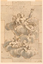 Drawing, Design for a Ceiling Painting, Venus, Cupid, and Putti, 1700–29