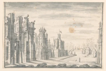 Stage Design, View of Town and Port, early 18th century