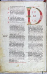 A Page from the 11th-Century Bible with Capital Letter D
