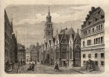 Aegidienkirche (Hannover) Germany - Hanover the Aegidien Church, destroyed during World War II - Hanover - The Aegidienkirche - engraving in 