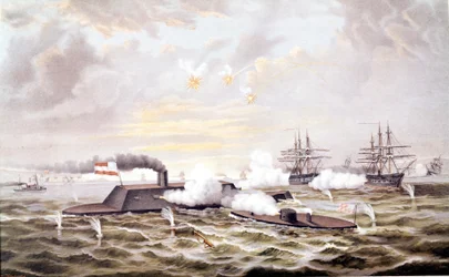 American Civil War (1861 - 1865): Naval Battle of Hampton Roads (Virginia) March 08-09